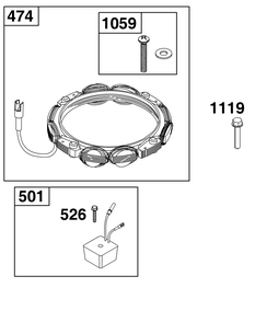 Alternator Group Diagram and Parts List for 21R877-0021-B5 200000 - 399999 Briggs and Stratton Engine